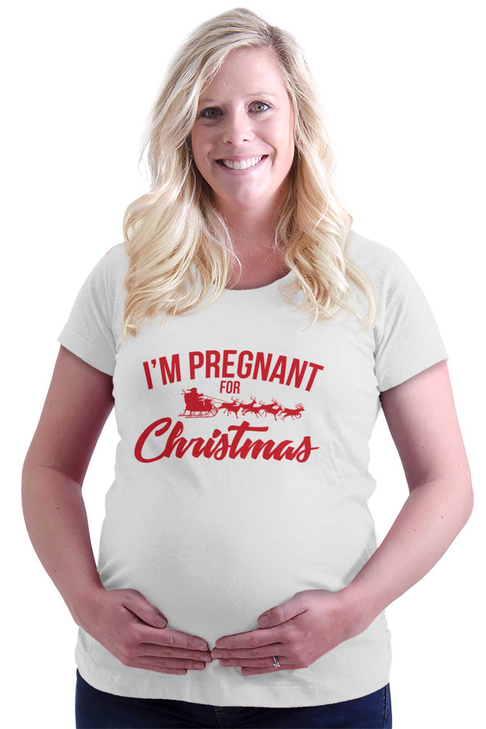 I'm Pregnant For Christmas Santa Maternity T-Shirt-Direct To Garment Print-Brisco Baby