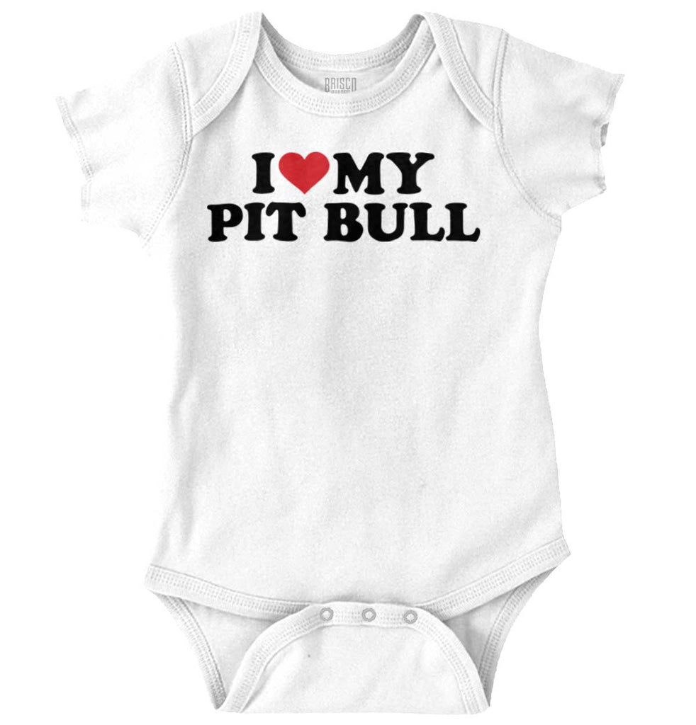 I Love My Pit Bull Romper Bodysuit-Direct To Garment Print-Brisco Baby
