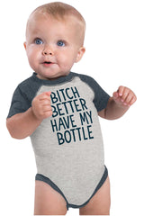 My Bottle Raglan Romper Bodysuit-Direct To Garment Print-Brisco Baby