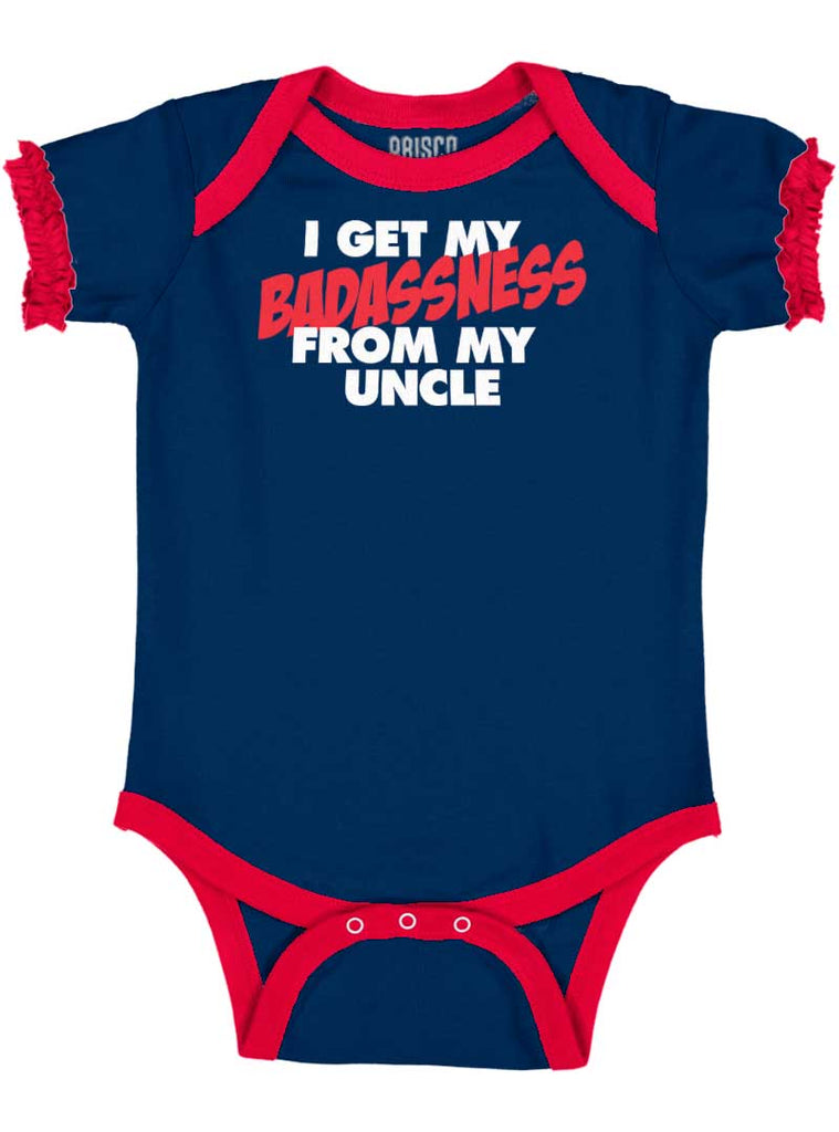 Badass Uncle Baby Ruffled Trim Romper-Direct To Garment Print-Brisco Baby