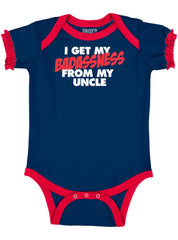 Badass Uncle Baby Ruffled Trim Romper-Direct To Garment Print-Brisco Baby