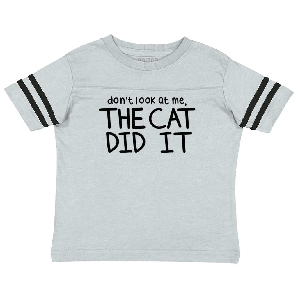 Cat Did It Toddler Football Jersey Tee-Direct To Garment Print-Brisco Baby