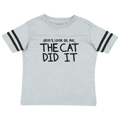 Cat Did It Toddler Football Jersey Tee-Direct To Garment Print-Brisco Baby