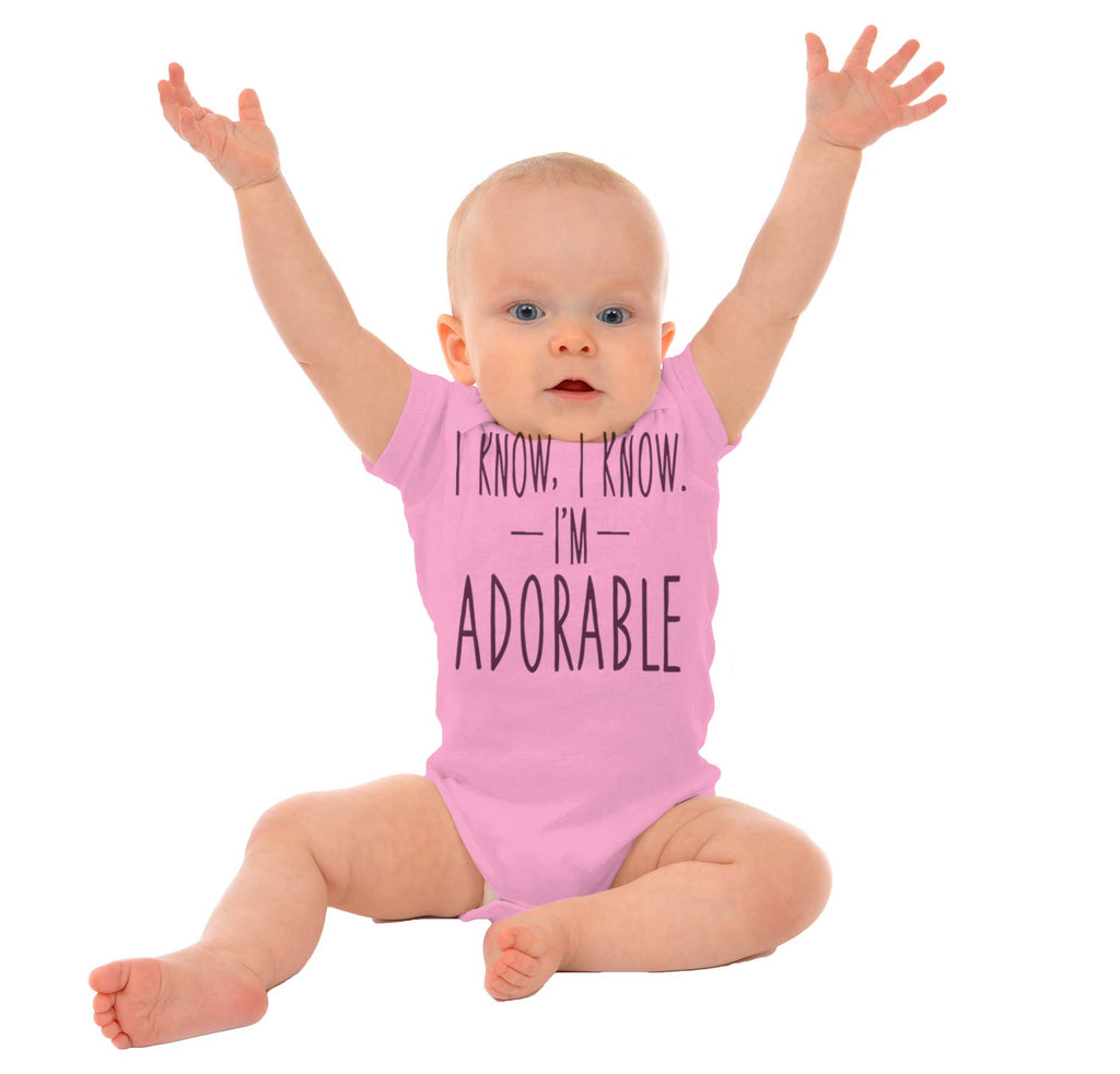 I Know I'm Adorable Romper Bodysuit-Direct To Garment Print-Brisco Baby