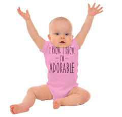 I Know I'm Adorable Romper Bodysuit-Direct To Garment Print-Brisco Baby