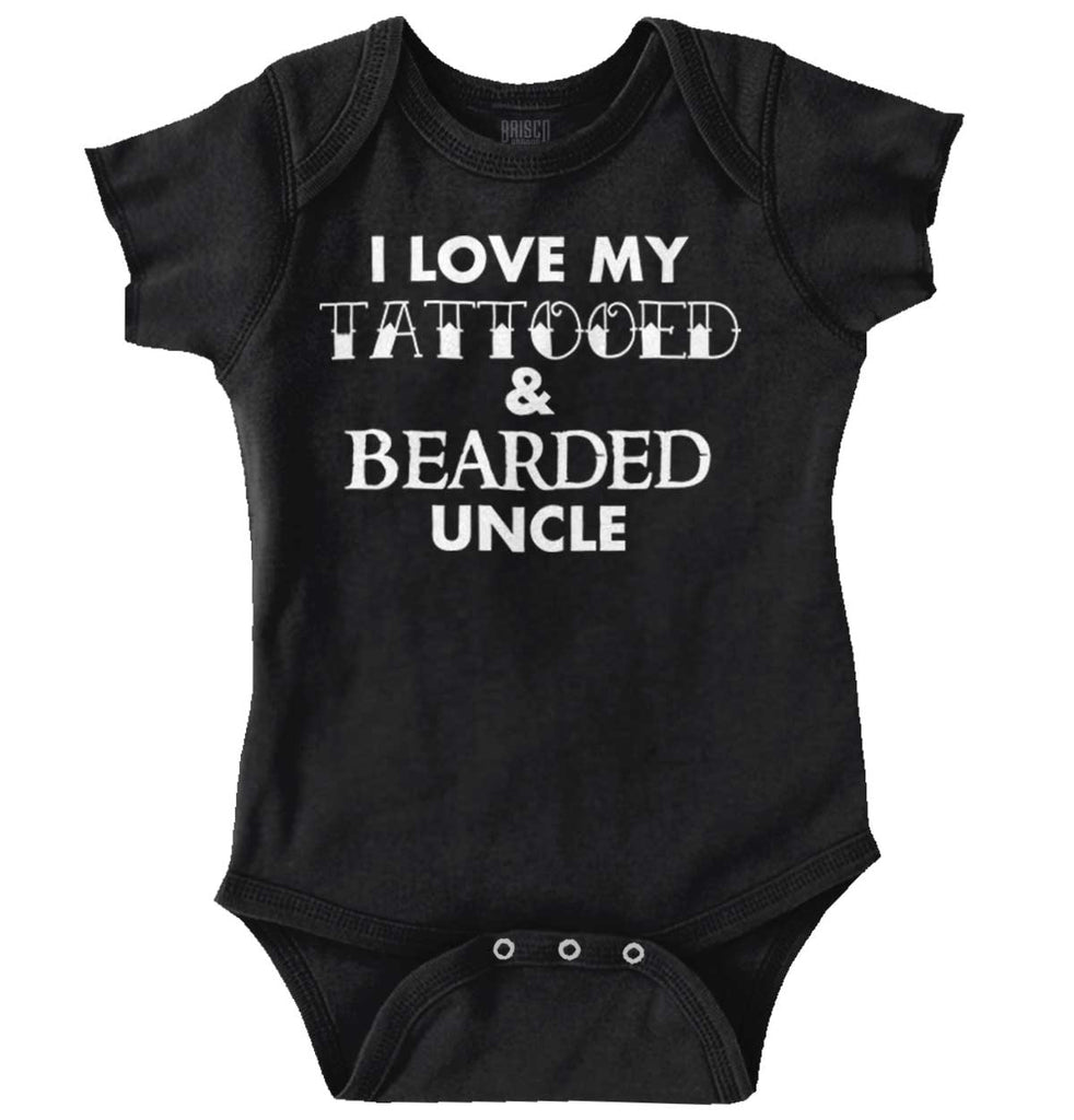 Love My Tattooed Bearded Uncle Romper Bodysuit-Direct To Garment Print-Brisco Baby