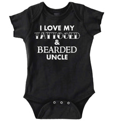 Love My Tattooed Bearded Uncle Romper Bodysuit-Direct To Garment Print-Brisco Baby