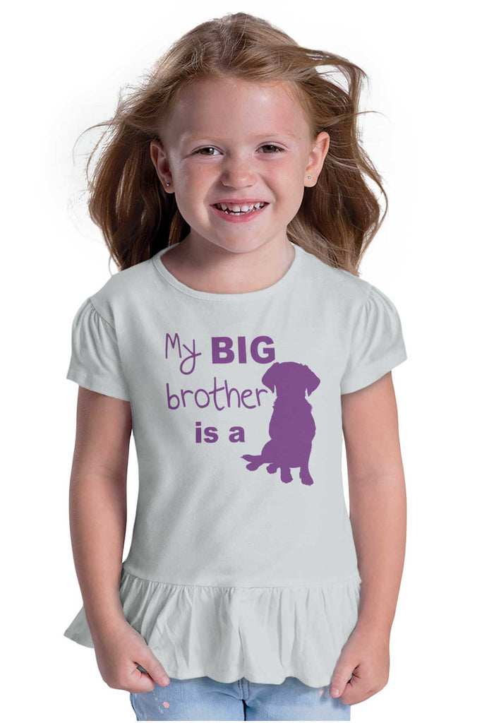 Brother is a Dog Toddler Ruffle Bottom Tee-Direct To Garment Print-Brisco Baby