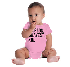 Worlds Okayest Kid Romper Bodysuit-Direct To Garment Print-Brisco Baby
