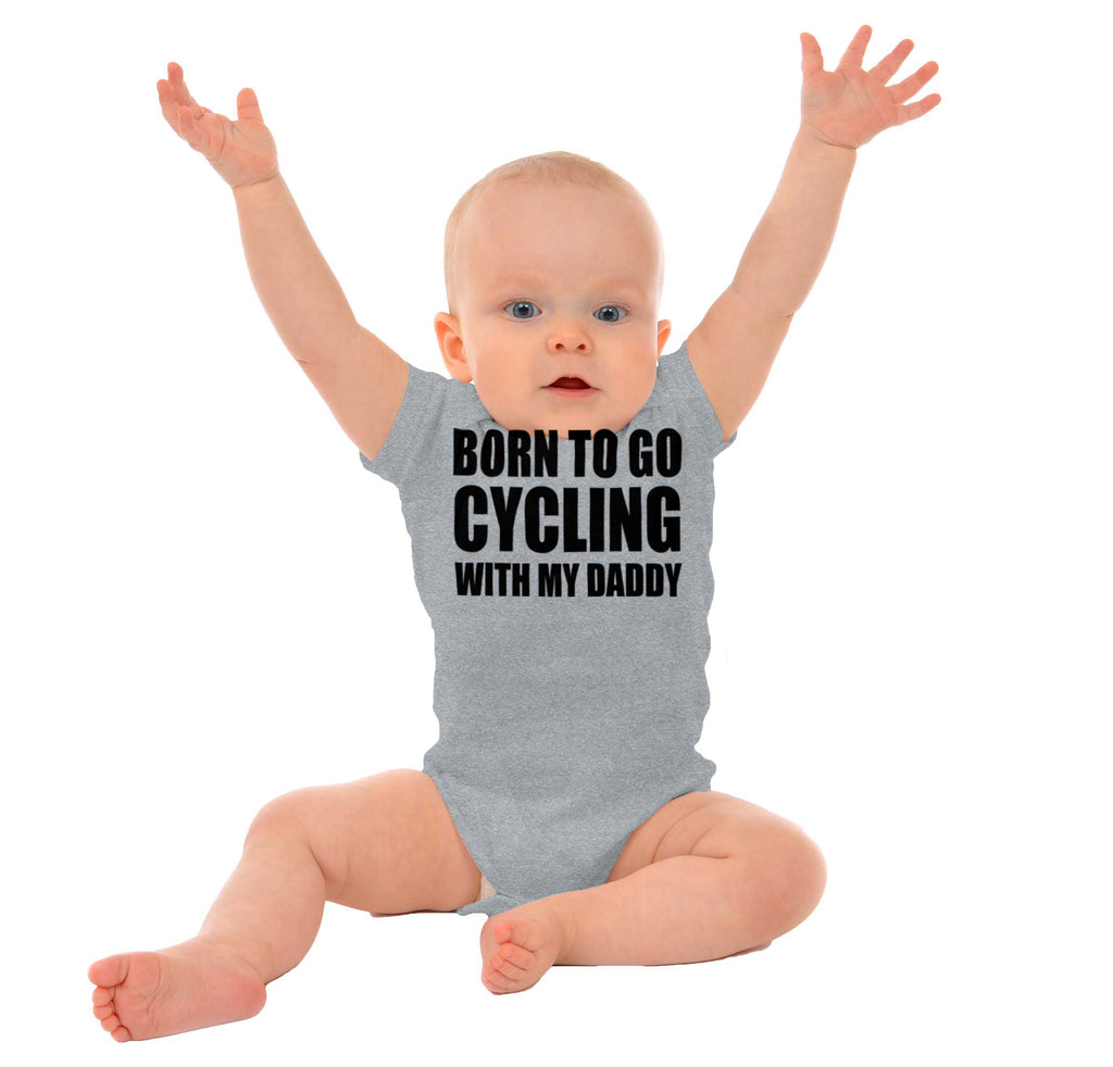 Cycling With Daddy Romper Bodysuit-Direct To Garment Print-Brisco Baby