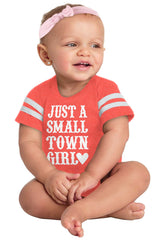 Small Town Girl Football Romper Bodysuit-Direct To Garment Print-Brisco Baby