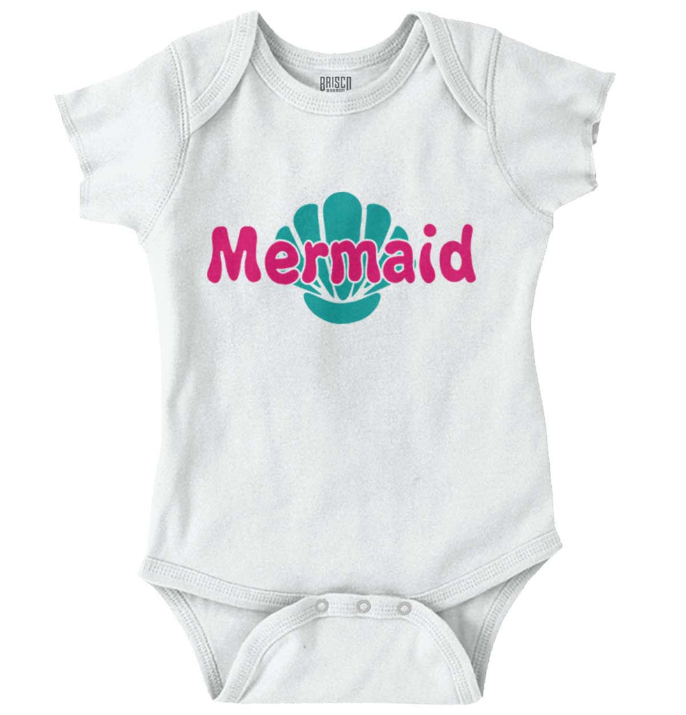 Mermaid Shell Romper Bodysuit-Direct To Garment Print-Brisco Baby