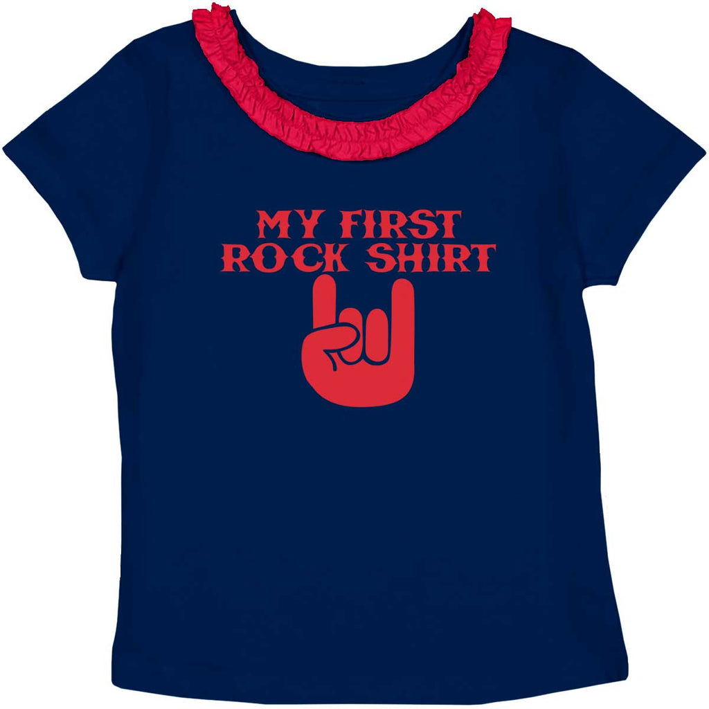 Rock Shirt Toddler Ruffled Trim T-Shirt-Direct To Garment Print-Brisco Baby