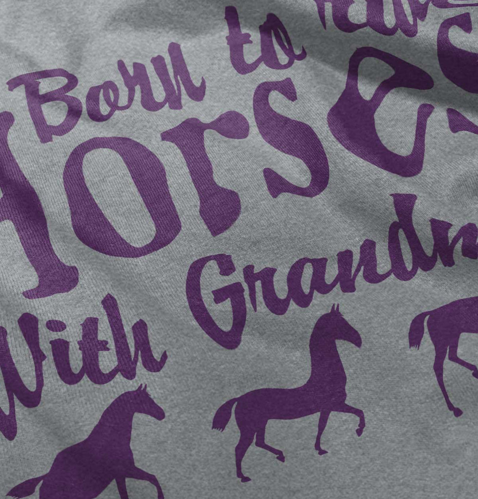 Born To Ride Horses With Grandma Romper Bodysuit-Direct To Garment Print-Brisco Baby