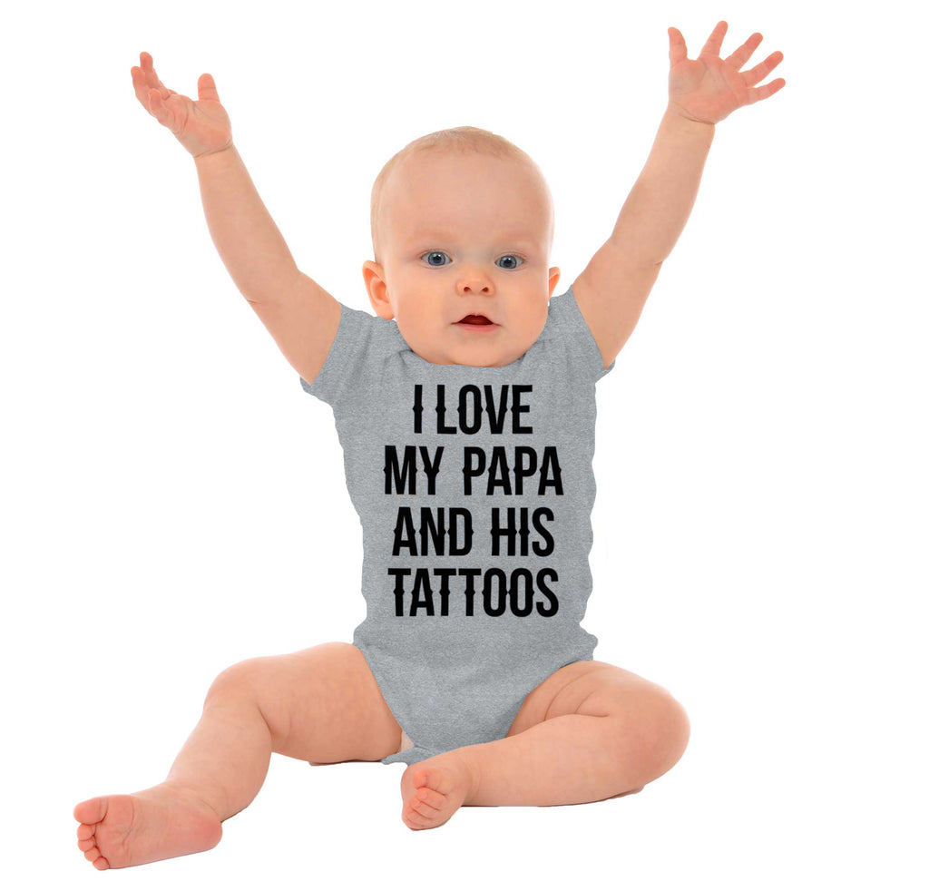 I Love Papa And Tattoos Romper Bodysuit-Direct To Garment Print-Brisco Baby