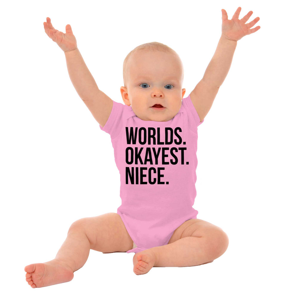 Worlds Okayest Niece Romper Bodysuit-Direct To Garment Print-Brisco Baby