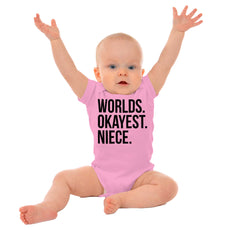 Worlds Okayest Niece Romper Bodysuit-Direct To Garment Print-Brisco Baby