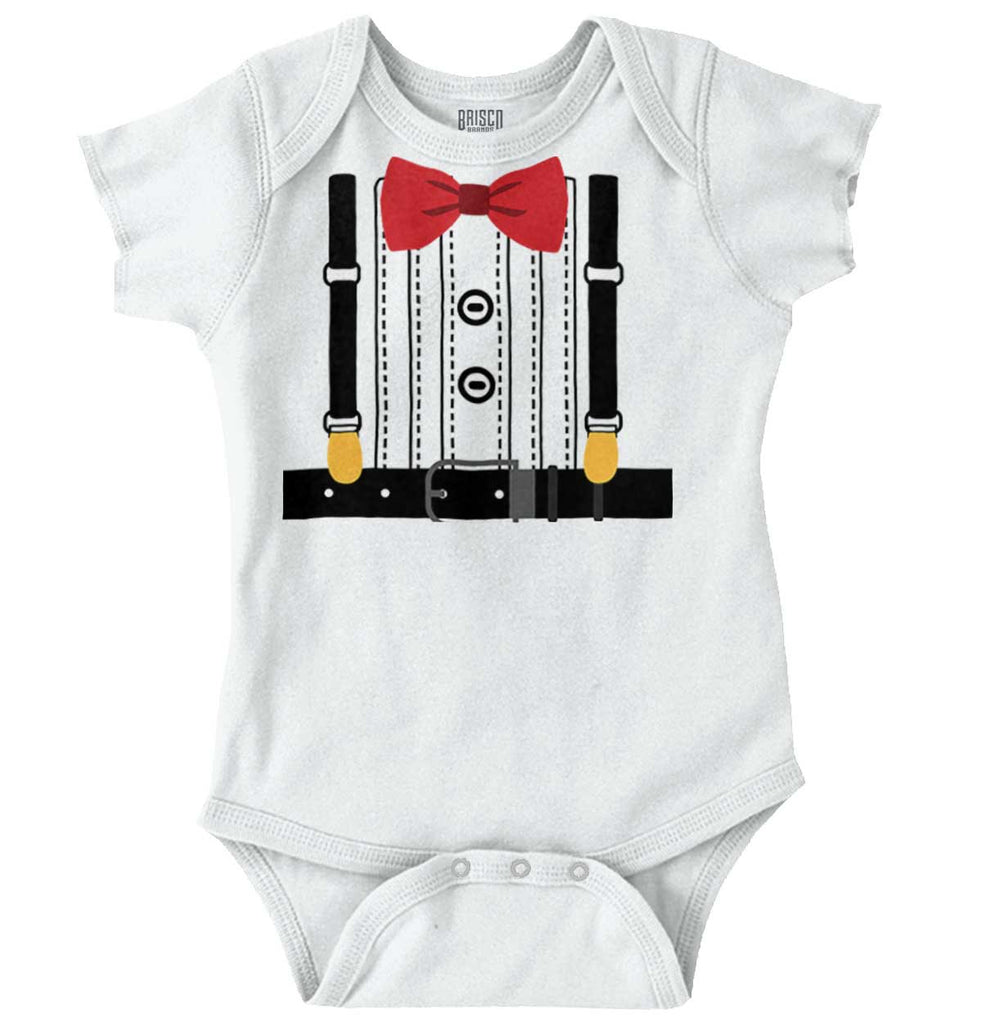 Old Fashioned Tuxedo Romper Bodysuit-Direct To Garment Print-Brisco Baby