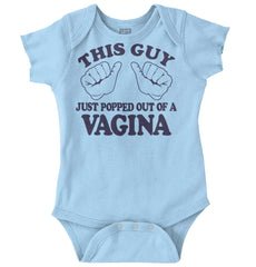 Popped Out of Vagina Romper Bodysuit-Direct To Garment Print-Brisco Baby