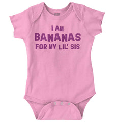 Bananas For Lil Sis Romper Bodysuit-Direct To Garment Print-Brisco Baby