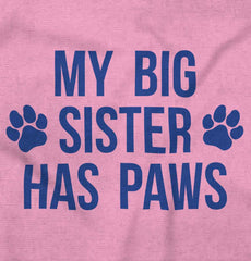 My Big Sister Has Paws Romper Bodysuit-Direct To Garment Print-Brisco Baby
