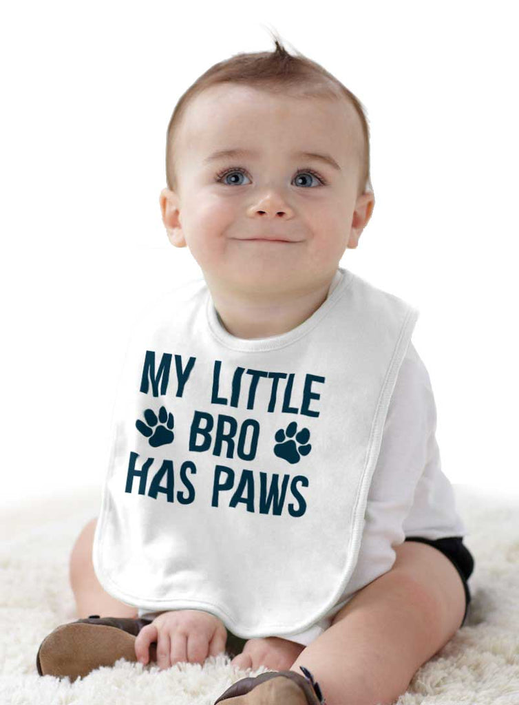 My Little Bro Has Paws Infant Baby Bib-Direct To Garment Print-Brisco Baby