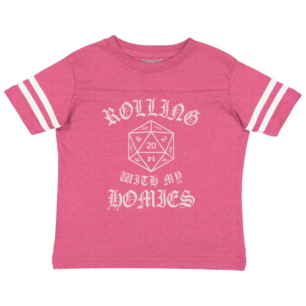 Rolling With My Homies Dungeons Toddler Football Jersey Tee-Direct To Garment Print-Brisco Baby