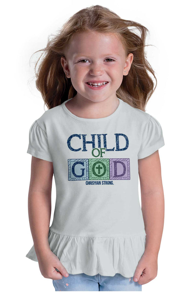 Child of God Toddler Ruffle Bottom Tee-Direct To Garment Print-Brisco Baby