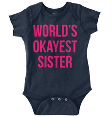 World's Okayest Sister Romper Bodysuit-Direct To Garment Print-Brisco Baby