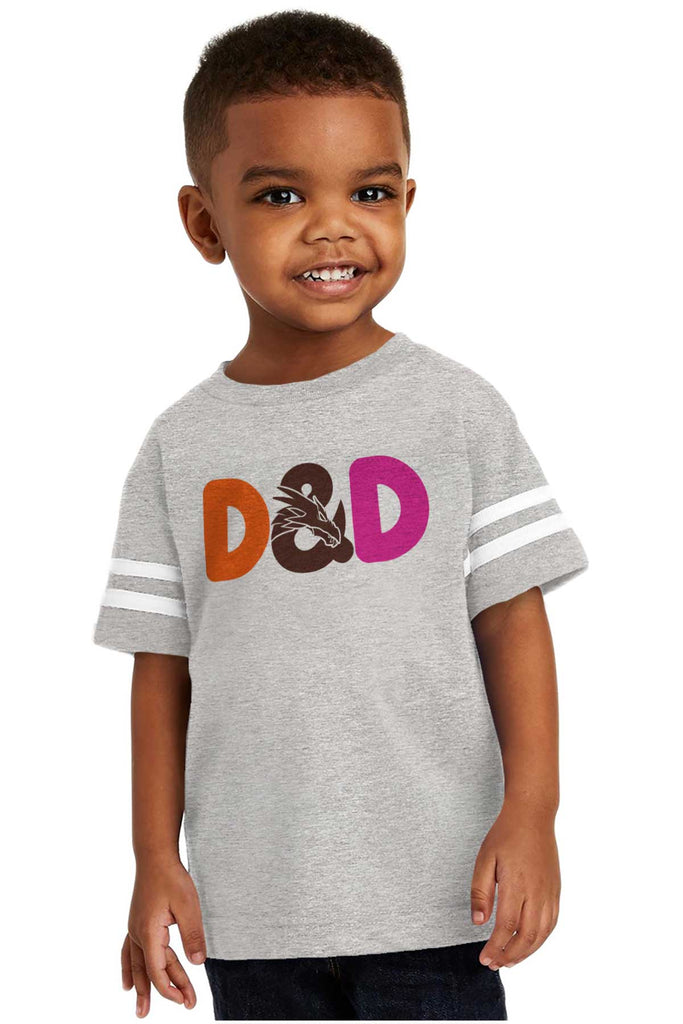 Dungeons Fantasy Tabletop Gamer Toddler Football Jersey Tee-Direct To Garment Print-Brisco Baby