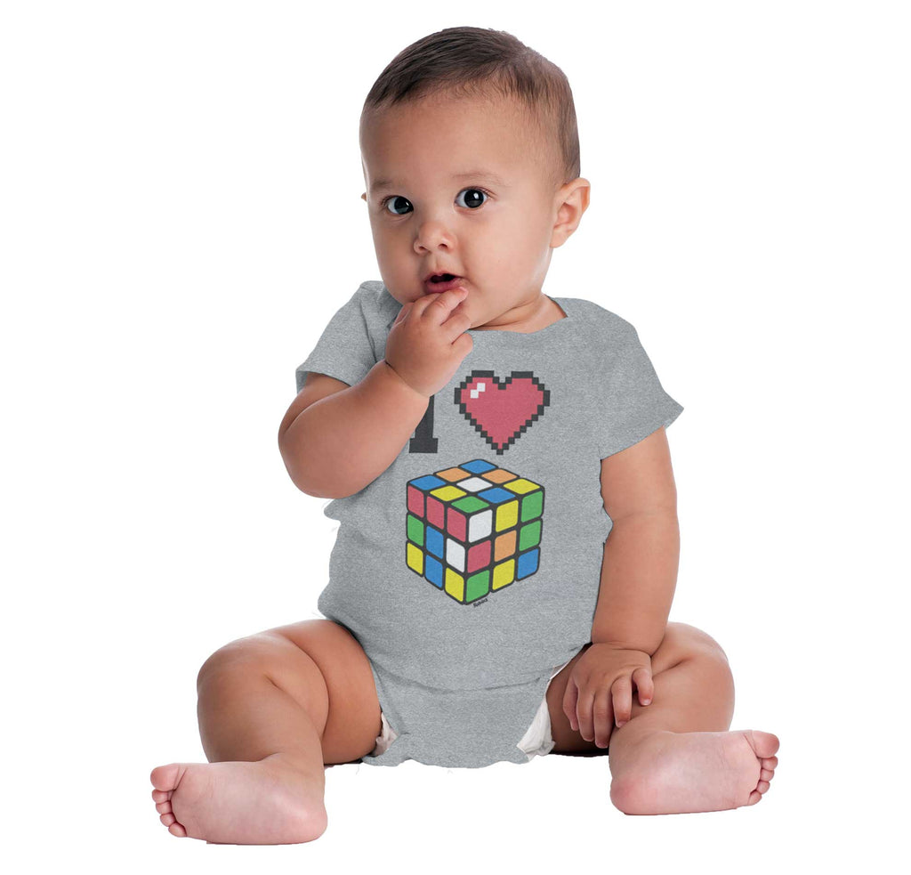 I Love Rubik's Cube Romper Bodysuit-Direct To Garment Print-Brisco Baby
