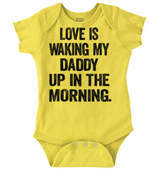 Waking Up Daddy Romper Bodysuit-Direct To Garment Print-Brisco Baby