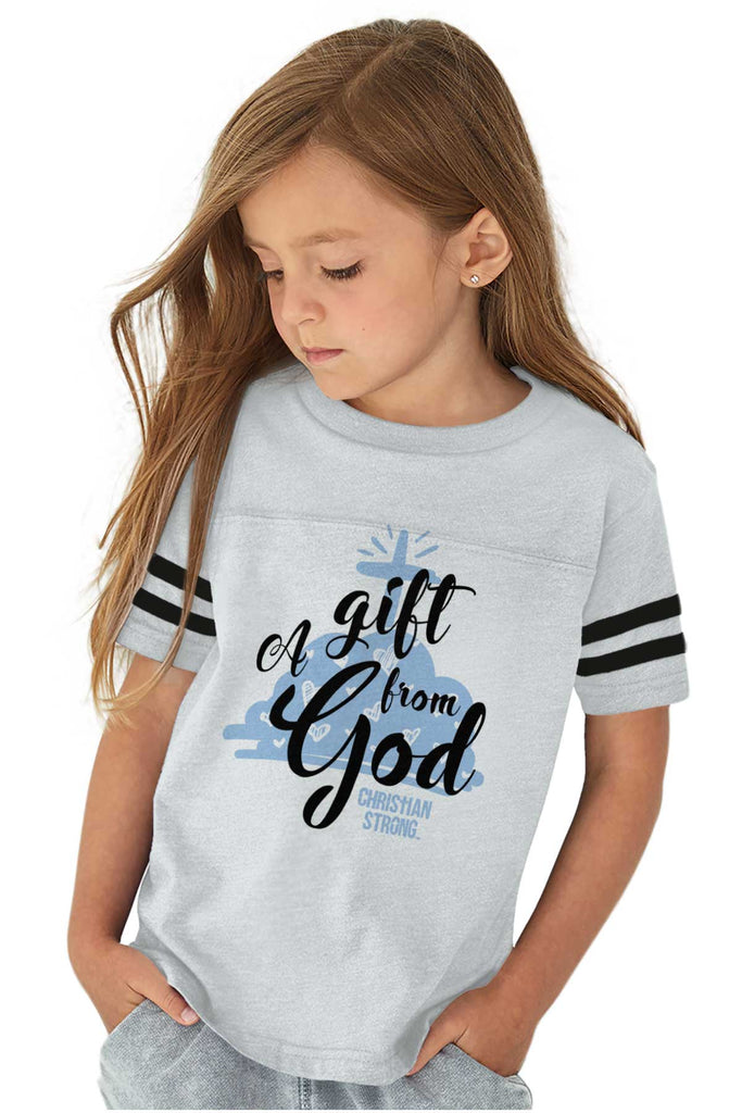 Gift From God Toddler Football Jersey Tee-Direct To Garment Print-Brisco Baby