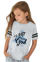 Gift From God Toddler Football Jersey Tee-Direct To Garment Print-Brisco Baby