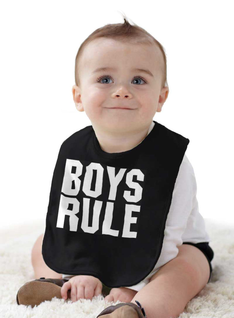 Boys Rule Infant Baby Bib-Direct To Garment Print-Brisco Baby