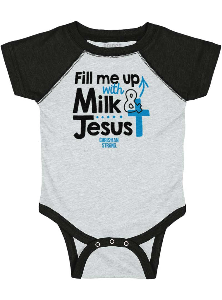 Milk And Jesus Raglan Romper Bodysuit-Direct To Garment Print-Brisco Baby
