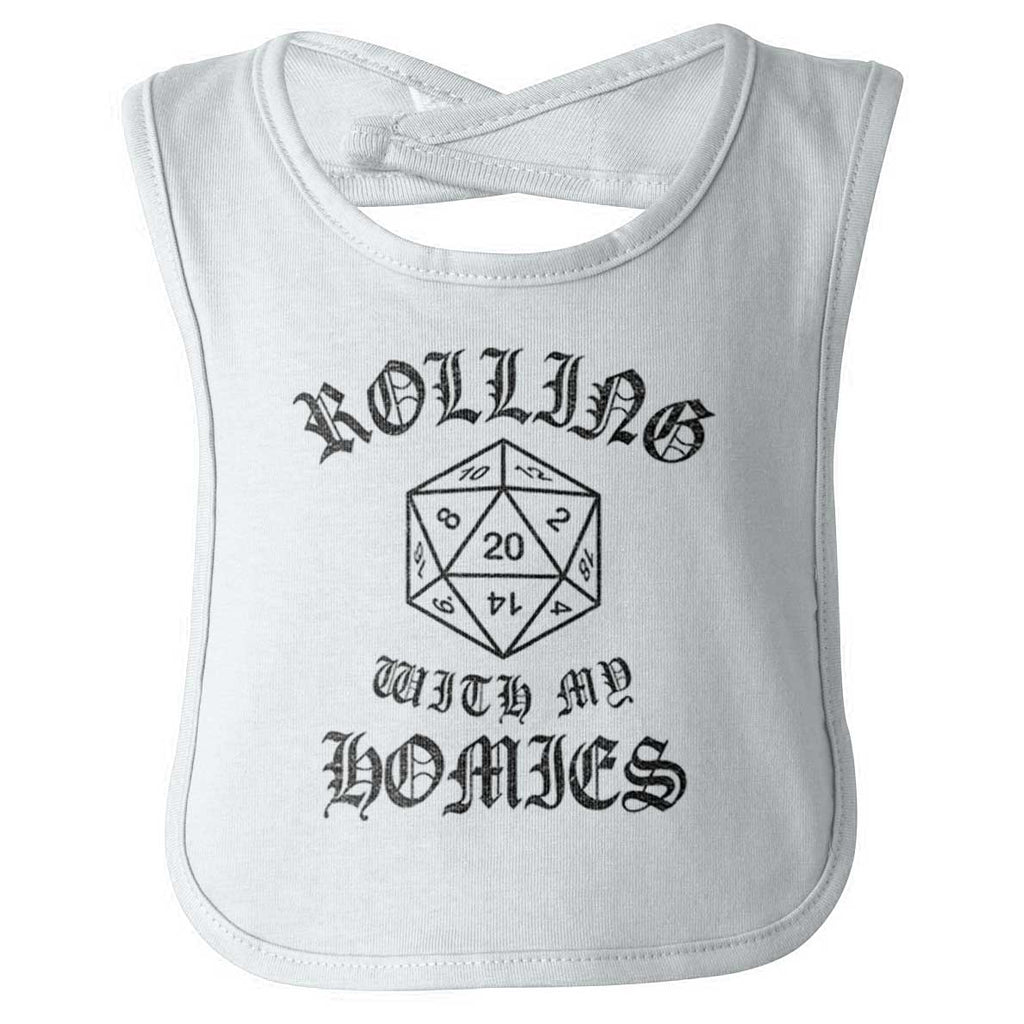 Rolling With My Homies Dungeons Infant Baby Bib-Direct To Garment Print-Brisco Baby