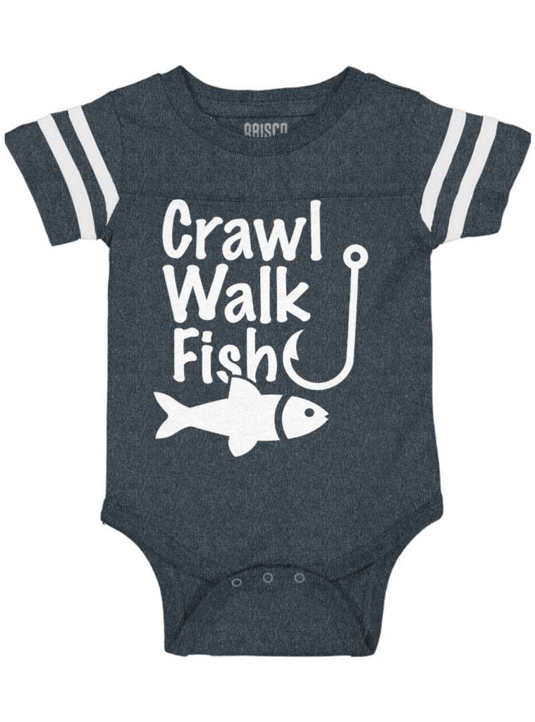 Crawl Walk Fish Football Romper Bodysuit-Direct To Garment Print-Brisco Baby