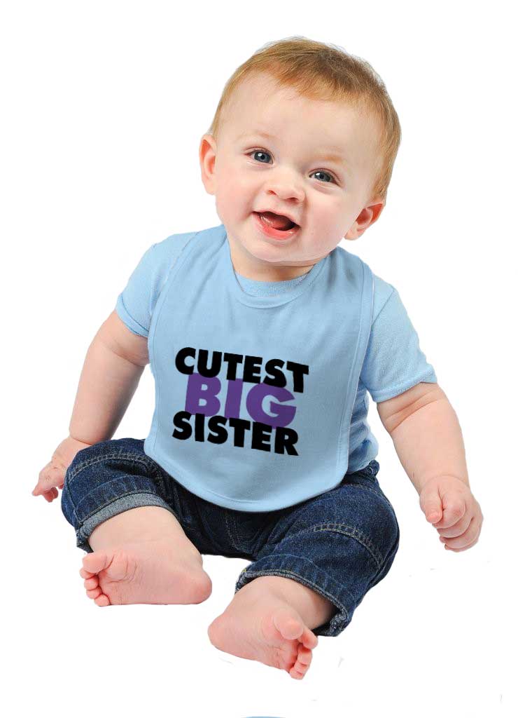 Cutest Big Sister Infant Baby Bib-Direct To Garment Print-Brisco Baby