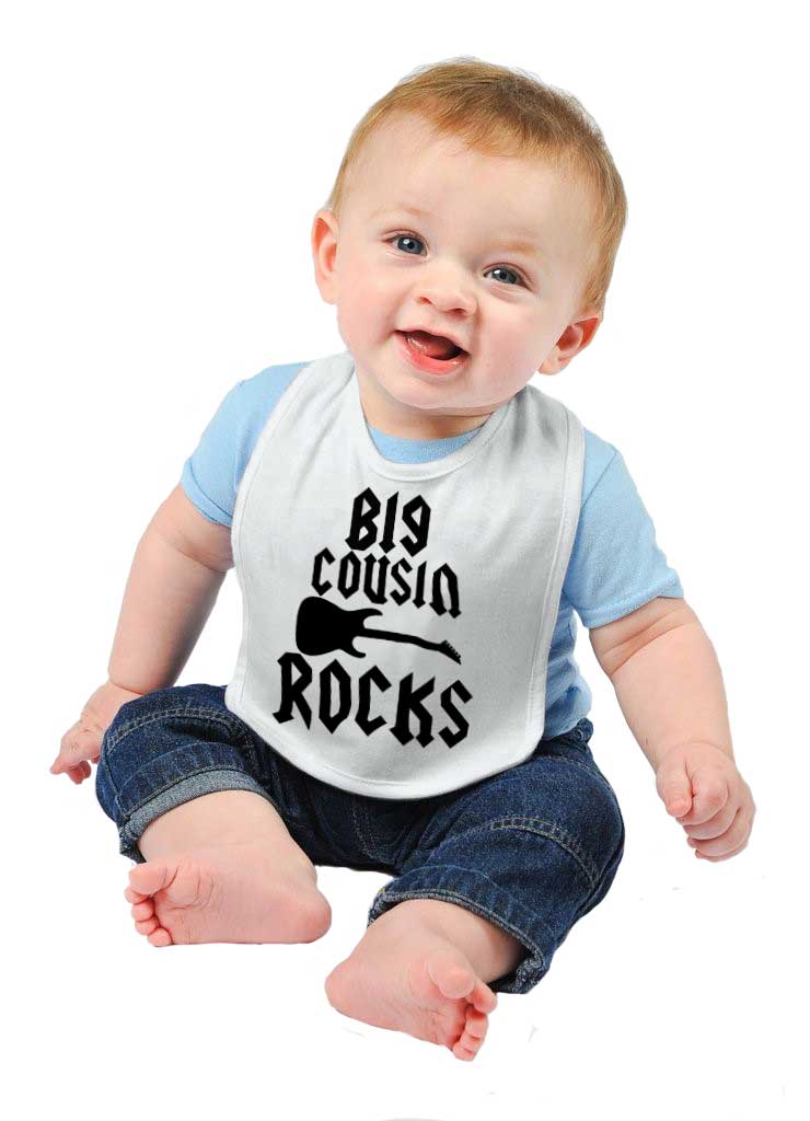 Big Cousin Rocks Infant Baby Bib-Direct To Garment Print-Brisco Baby