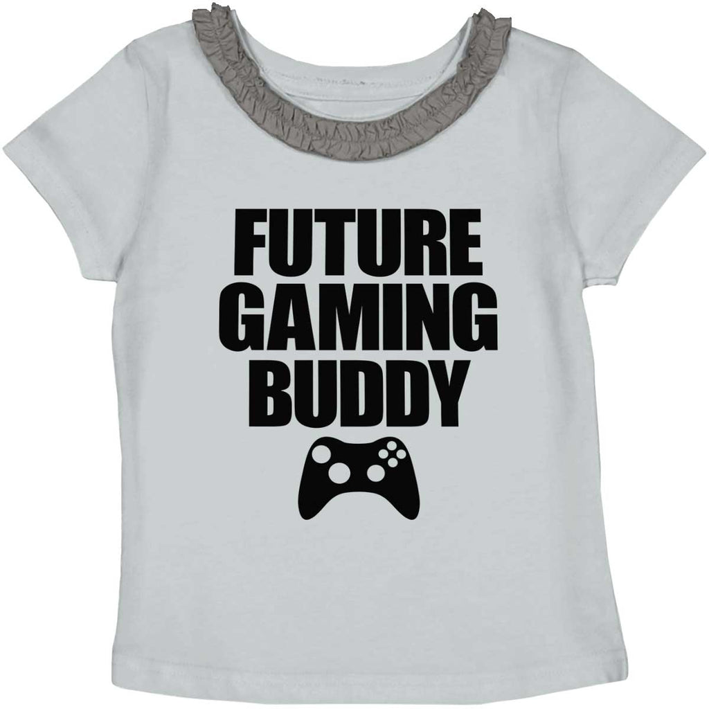 Future Gaming Buddy Toddler Ruffled Trim T-Shirt-Direct To Garment Print-Brisco Baby