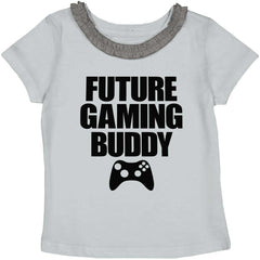 Future Gaming Buddy Toddler Ruffled Trim T-Shirt-Direct To Garment Print-Brisco Baby