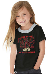Come To The Dark Side Toddler Ruffled Trim T-Shirt-Direct To Garment Print-Brisco Baby