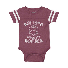 Rolling With My Homies Dungeons Football Romper Bodysuit-Direct To Garment Print-Brisco Baby