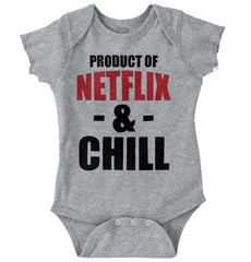 Netflix & Chill Romper Bodysuit-Direct To Garment Print-Brisco Baby