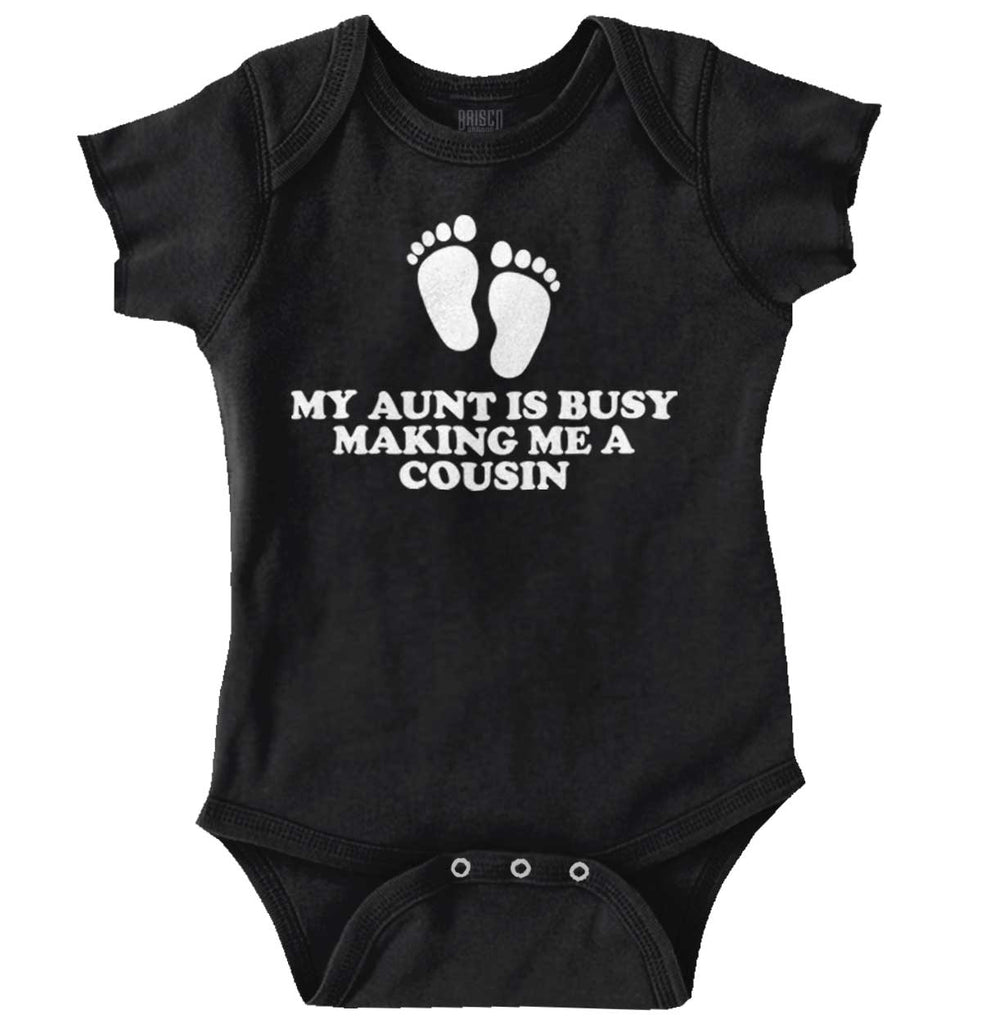 My Aunt Is Busy Romper Bodysuit-Direct To Garment Print-Brisco Baby