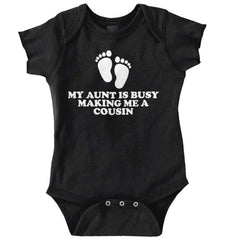 My Aunt Is Busy Romper Bodysuit-Direct To Garment Print-Brisco Baby