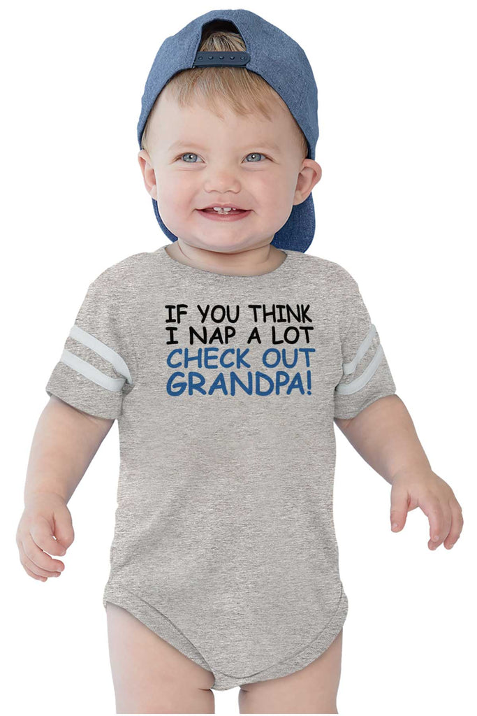 Check Out Grandpa Football Romper Bodysuit-Direct To Garment Print-Brisco Baby