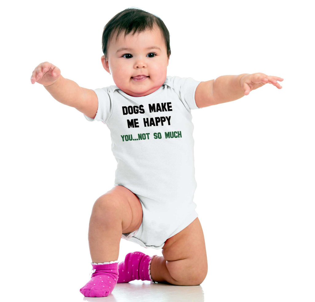 Dogs Make Me Happy Romper Bodysuit-Direct To Garment Print-Brisco Baby