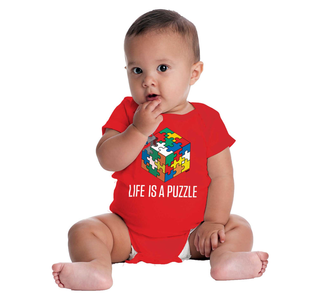 Life Is A Puzzle Romper Bodysuit-Direct To Garment Print-Brisco Baby